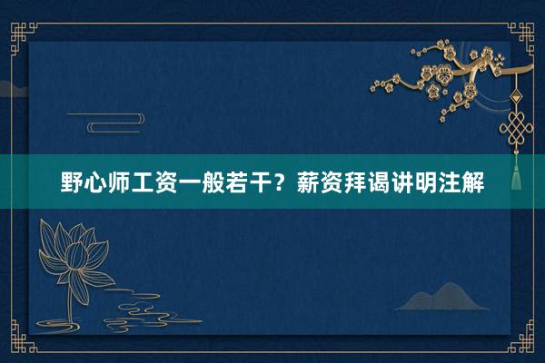 野心师工资一般若干？薪资拜谒讲明注解